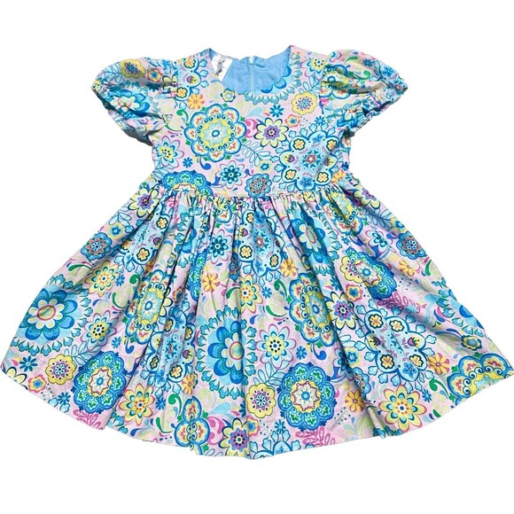 Kambri Parker Girl’s Size 4T Colorful Floral Dress Fully Lined Puff Sleeve - Picture 1 of 10